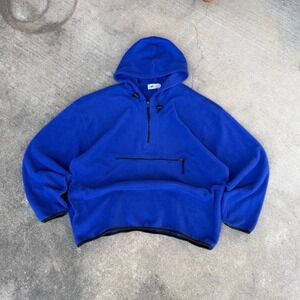 Vintage Pro Spirit Mens Blue Fleece Quarter Zip Hoodie Pullover Large RN 17730